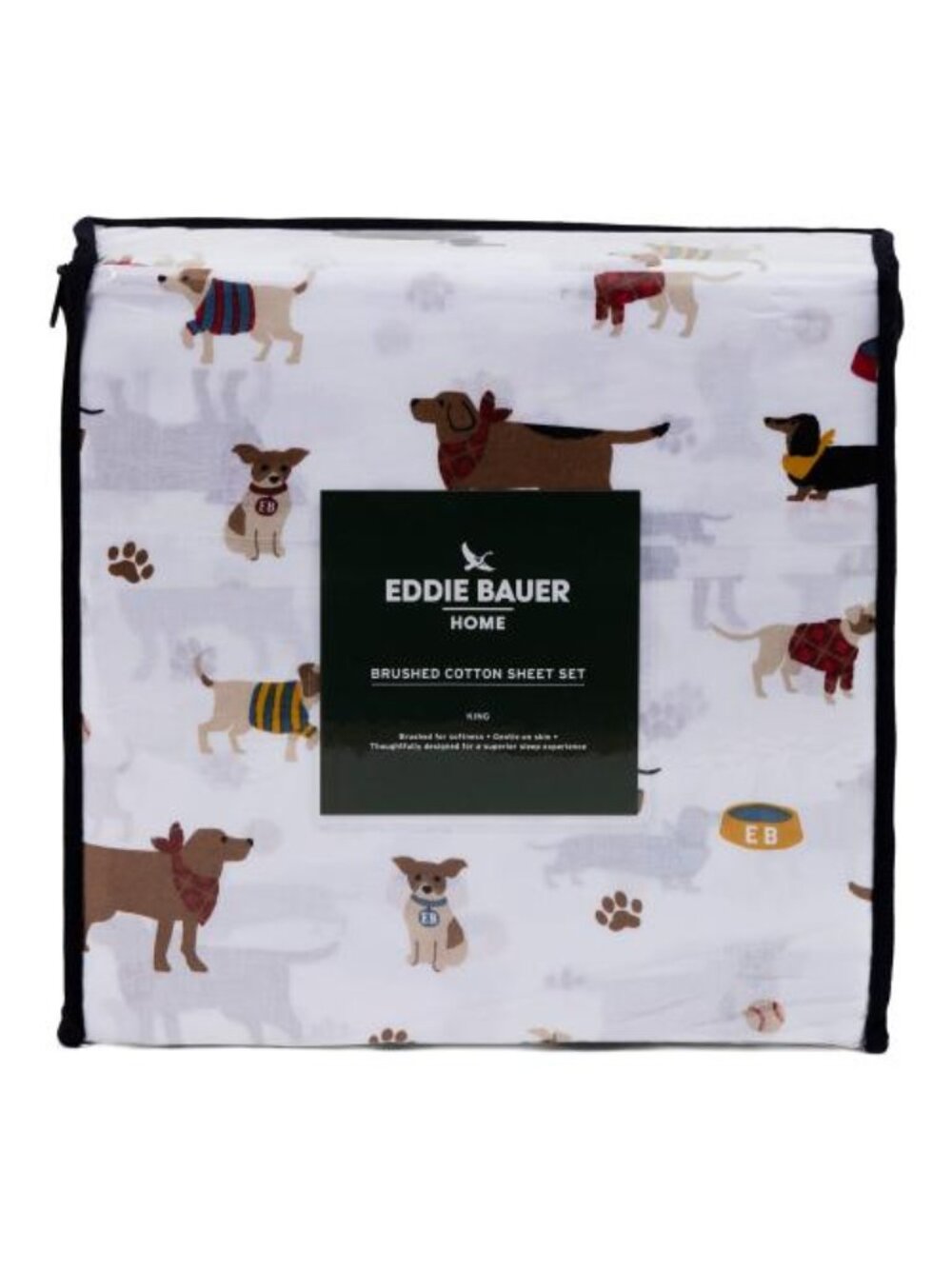 EDDIE BAUER Cotton Dog Print Sheet Set